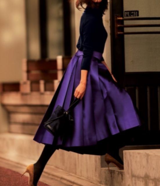 Xライン紫スカートコーデ